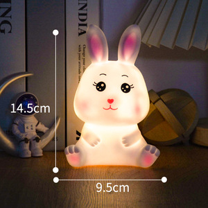 Veilleuse LED Lapin Blanc Chaud à Commande Tactile, Fonctionnant sur Piles, en PVC, Jouet pour Décoration de Chambre d'Enfant - Product Image 4