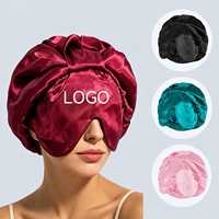 Bonnet de nuit occultant en satin double couche avec masque pour les yeux, idéal pour les voyages et l'usage quotidien des femmes, personnalisable avec logo.
