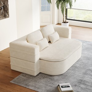 2-in-1 Foldable Convertible Corner <b>Sofa</b> Bed Modern Eco-Friendly Modular Design Durable Corduroy <b>Cover</b> <b>for</b> Living Room Bedroom - Product Image 3