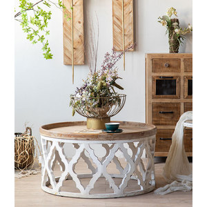 <span class=keywords><strong>Tavolino</strong></span> d'Appoggio Rotondo in <span class=keywords><strong>Legno</strong></span> Stile Vintage Naturalistico Elegante Bianco a Forma <span class=keywords><strong>di</strong></span> <span class=keywords><strong>Ceppo</strong></span> d'Albero - Product Image 3