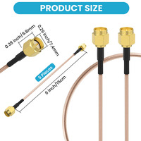 Assemblage coaxial RF SMA mâle à SMA mâle à angle droit RG178 câble RF 50cm 20in antenne WiFi RG1.37 câble RF câble d'extension