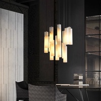 Lampes suspendues modernes en albâtre de grande taille, lustre en marbre à LED pour villa, hôtel, salon, restaurant, éclairage de pièce
