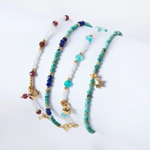 Bestone Vrouwen Mini Energie Edelsteen Turquoise Bead Armband Met Ster Charmes