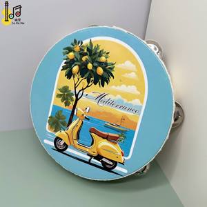 8 pouces de poche en <span class=keywords><strong>bois</strong></span> tambourin Instrument Case pour la fête de mariage Logo personnalisé impression <span class=keywords><strong>bois</strong></span> couleur corps main tambour ensemble de jouets - Product Image 4