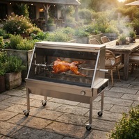 Four à rôtisserie électrique commercial en acier inoxydable avec roulettes pour agneau entier, idéal pour la restauration, les fermes et les complexes hôteliers