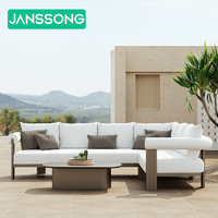 Ensemble de canapés de luxe modernes en aluminium en forme de L, mobilier de jardin, mobilier de piscine en métal, canapés d'extérieur