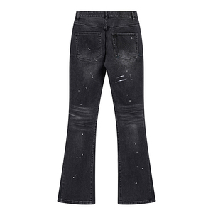Jean évasé de créateur avec effet éclaboussures d'encre, jean rétro personnalisé de haute qualité, <span class=keywords><strong>pantalon</strong></span> en denim extensible pour homme, jean slim délavé à l'acide - Product Image 3