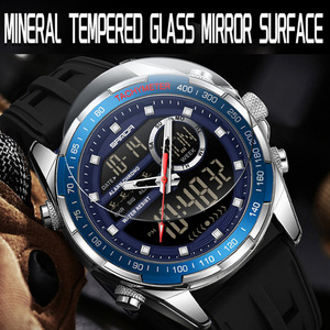 SANDA 6281 นาฬิกาข้อมือดิจิตอลแฟชั่นสำหรับผู้ชายมัลติฟังก์ชั่น Split‑Time Chronograph นาฬิกาปลุกอิเล็กทรอนิกส์พร้อมสายนาฬิกาหลายแบบ - Product Image 3