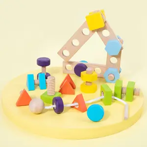 Screw Color and Shape Recognition Matching Toy Kids Assembly and Disassembly Set Wooden Repair Tool Toys