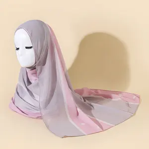 紫峰贴牌Bufandas女式围巾穆斯林时尚雪纺数码印花碎花披肩头巾