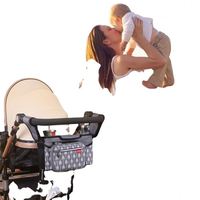 Sac organisateur pour poussette BSCI avec porte-gobelets, accessoire universel Lekebaby compatible avec toutes les poussettes