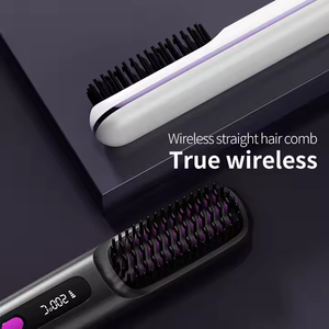 <span class=keywords><strong>Brosse</strong></span> Lissante Portable à Revêtement Céramique, Ions Négatifs, Chauffage Rapide, Peigne Redresseur Électrique Sans Fil, pour Maison et Voyage - Product Image 3