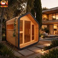 Sauna extérieur en bois thermique, cabine de sauna moderne en forme de cube pour jardin, villa, hôtel et projets de bien-être en station balnéaire