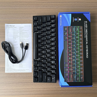 Kompakt 61 Tuşlu RGB Mekanik Klavye, Dinamik Işık Efektleriyle Tüm Sistemler için Evrensel Kablolu Oyun ve Ofis Klavyesi