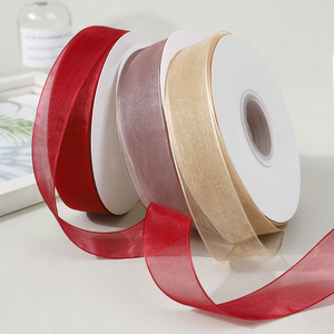 Nine-Colored Ribbon Chiffon Ribbon 2.5cm Spool Organza Wedding Gift Wrapping - Product Image 2