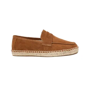 <span class=keywords><strong>Espadrilles</strong></span> pour hommes à bout rond en jute, mocassins à enfiler en cuir suédé de vache, chaussures décontractées confortables pour la marche en extérieur printemps-automne - Product Image 3