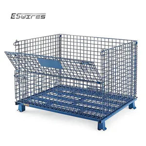 Foldable pallet warehouse stacking metal welded wire container storage transport cage
