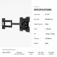 Supports muraux pour téléviseurs LCD LED DMP LCD2703 VESA200x200 inclinables et pivotants pour téléviseurs de 13 à 37 pouces en acier allié