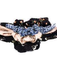 Foulard avec nœud en forme de fleur, chouchou Vintage pour femmes, 1 pièce, imprimé floral, doux