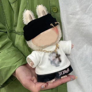 Cho Labubu búp bê Quần Áo Sweatshirt quần short 2-mảnh thiết lập American hip hop phong cách búp bê Quần áo phụ kiện ít vải (không có búp bê) - Product Image 3