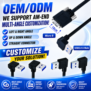 Cable USB 3.0 a Micro B Personalizado LUNG KAY con Doble Bloqueo de Tornillo y Ángulo de 90 Grados para Cámaras de Visión Industrial - Product Image 2