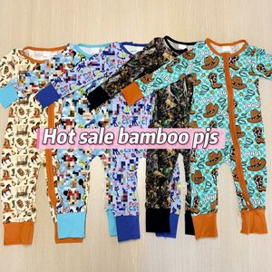 تصميم جديد لبدلة نوم للأطفال من الفيسكوز والخيزران الناعم، ملابس نوم للمواليد الجدد، بدلة قطعة واحدة للأولاد والبنات، ملابس أطفال مطبوعة مخصصة - Product Image 2