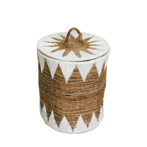 The Prisma Rattan <b>Basket</b> is made from a durable banana fiber blend combining rustic charm with elegant <b>weaving</b>. - Product Image 1