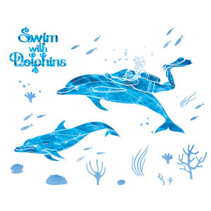 Personnalisé Mignon Dessin Animé <span class=keywords><strong>Dauphin</strong></span> <span class=keywords><strong>Stickers</strong></span> Muraux <span class=keywords><strong>pour</strong></span> Chambre des Enfants Chambre Décoration De <span class=keywords><strong>Salle</strong></span> De <span class=keywords><strong>Bain</strong></span> PVC Vinyle Décor Étanche Autocollants - Product Image 6