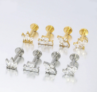Gaby Prêt à expédier Lotes F136 Labret en titane, piercing pour lèvre, zircon, cartilage, bijoux de corps pour mariage