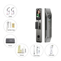 Cerradura Inteligente Biométrica con Huella Dactilar y Reconocimiento Facial Totalmente Automática AISUO, Desbloqueo por Código, Compatible con Wi-Fi y Aplicación TUYA, para Puertas de Madera