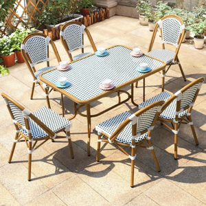 Mobilier d'extérieur de patio de jardin empilé chaise de salle à manger de restaurant en rotin osier français chaise de bistro de jardin en bambou de <span class=keywords><strong>Paris</strong></span> - Product Image 6