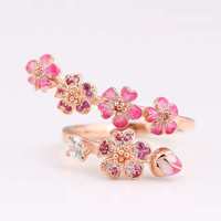 Fabrik Großhandel Kirschblüte Paar Ringe Weiße Blüte Paar Ring Frauen Pavé Kupfer Liebes ring für Hochzeitstag