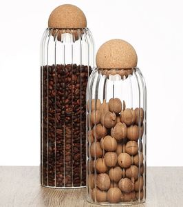 Pot de conservation en verre borosilicate transparent écologique 500 ml 1100 ml, récipient alimentaire avec couvercle en liège naturel, bouteilles pour épices et bonbons - Product Image 5