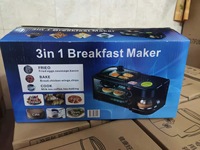Vente en gros 110V 220V Multifonction 3-en-1 Ménage Cuisine Automatique Sans Fumée Grill Four Électronique Petit Déjeuner Cafetière