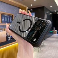Étui de téléphone magnétique en fibre de carbone, antichoc, avec grande fenêtre de protection de l'appareil photo pour iPhone 18 Pro Max