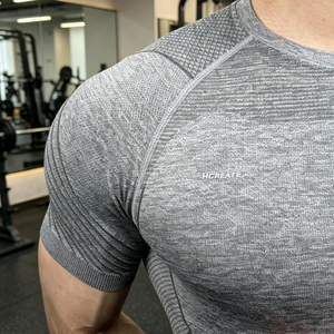 Factory Wholesale <b>Men</b> Gym Workout T <b>Shirt</b> 8037 Custom Moisture Wicking Athletic Bodybuilding <b>Compression</b> Short Sleeve Tee - Product Image 2