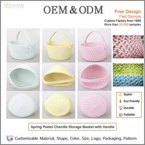 Cesta de Almacenamiento de Cuerda de Algodón Chenille en Tonos Pastel con Asas para Baby Shower, Habitación Infantil, Organizador de Guardería, Decoración para Fiestas de Primavera y Pascua - Product Image 2