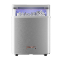 Machine à glaçons portable RANBEM électrique 130W en acier inoxydable, production de 12KG/24H, réservoir de 1,5L, machine à glaçons compacte pour la maison