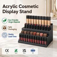 Support de présentation pour flacons de fond de teint en acrylique avec étagères inclinées pour la présentation de produits cosmétiques