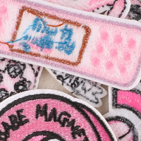 Patch brodé rose pour bricolage vêtements Patch support adhésif pour vêtements