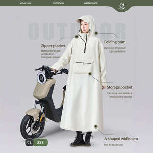 Thick Long <strong>Waterproof</strong> Raincoat <strong>Full</strong> <strong>Length</strong> Heavy Duty Reusable Rain <strong>Coat</strong> for Adult Outdoor Daily Use Hiking - Product Image 4