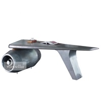 Meubles d'aviation : Bureau en forme d'aile d'avion en métal et aluminium, véritable table d'aile d'avion, bureaux Spitfire, aluminium, style industriel et loft