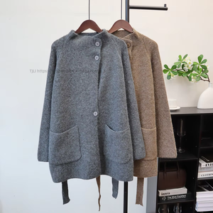 Nouvelle Collection Automne/Hiver pour Femmes - Cardigan en Tricot à Ceinture Mi-Long, Coupe Ample, Pull Tendance - Product Image 1