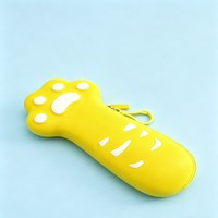 Pochette à crayons en silicone de qualité alimentaire en forme de patte de chat, sac de papeterie durable pour étudiants