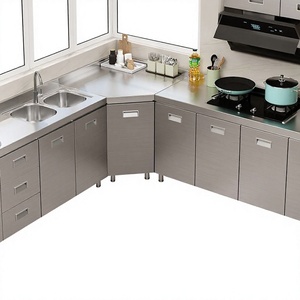 Mobile da <span class=keywords><strong>Cucina</strong></span> Moderno in Acciaio Inox 304, Installazione Senza Fili, Stoccaggio Integrato, Piano Cottura Compatto per Uso Domestico - Product Image 1