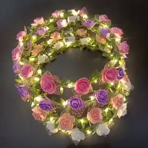 Led Flower Crown Headband Light Up Fairy Flower Hair Jewelry Multicolor Floral Headpiece Wreath Headdress Hair Wreath