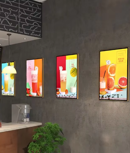 Customizable Indoor LCD Digital Menu Board Display Factory Ceiling-Mounted Advertising Signage Touch Feature Light Boxes