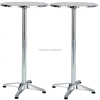 Table et chaises de bar pliantes rondes en aluminium, modernes, portables, pliables, pour l'extérieur, patio, jardin, usage commercial, intérieur, argenté brillant
