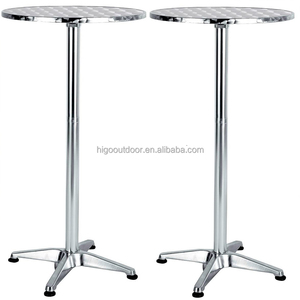 Tavolo e Sedie Pieghevoli Rotondi in Alluminio, Moderni e Portatili per Esterni, Giardino, Patio, Uso Commerciale e Interno, Colore Argento Lucido - Product Image 2