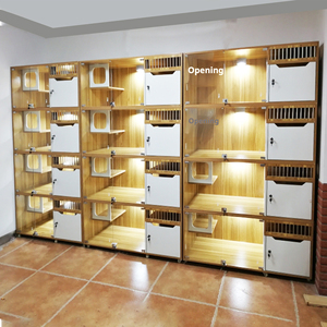 Современная клетка для кошек из массива дерева, роскошный кошачий домик с большой стеклянной дверью, многофункциональная вилла для демонстрации и содержания в зимнее время - Product Image 4